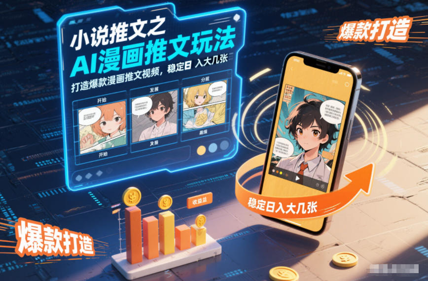 小说推文之AI漫画推文玩法，打造爆款漫画推文视频，稳定日入大几张-副业心选