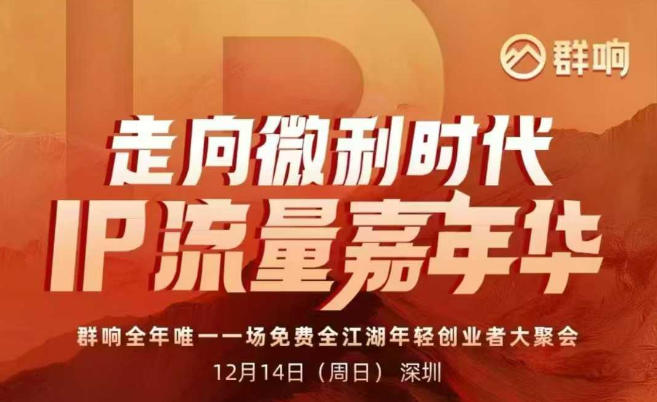 2025ip嘉年华万人12月14深圳线下课，走向微利时代，IP流量嘉年华，实操性极强的商业干货课-副业心选