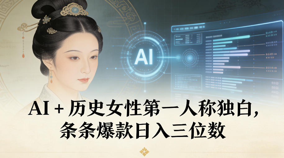 AI+历史女性第一人称独白，条条爆款日入三位数-副业心选