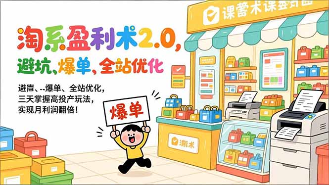 淘系盈利术2.0，避坑、爆单、全站优化，三天掌握高投产玩法，实现月利润翻倍！-副业心选