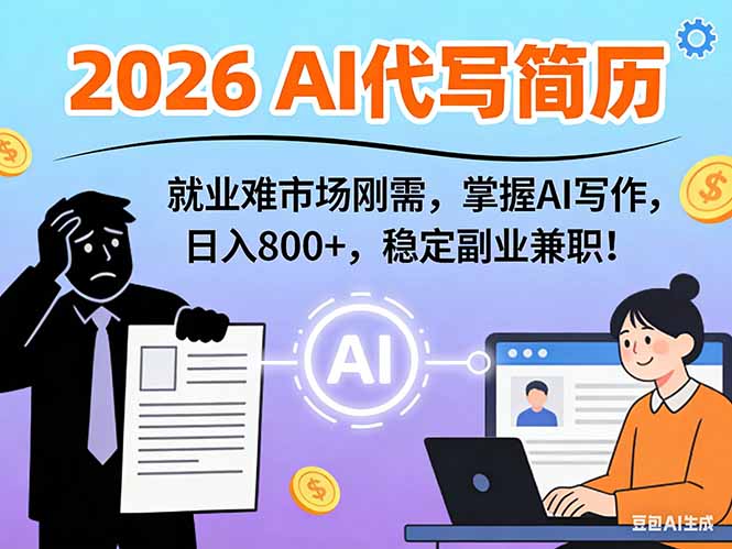 AI代写简历，超暴利，用万能模板月入1-3万实战教程，2026年市场刚需！-副业心选