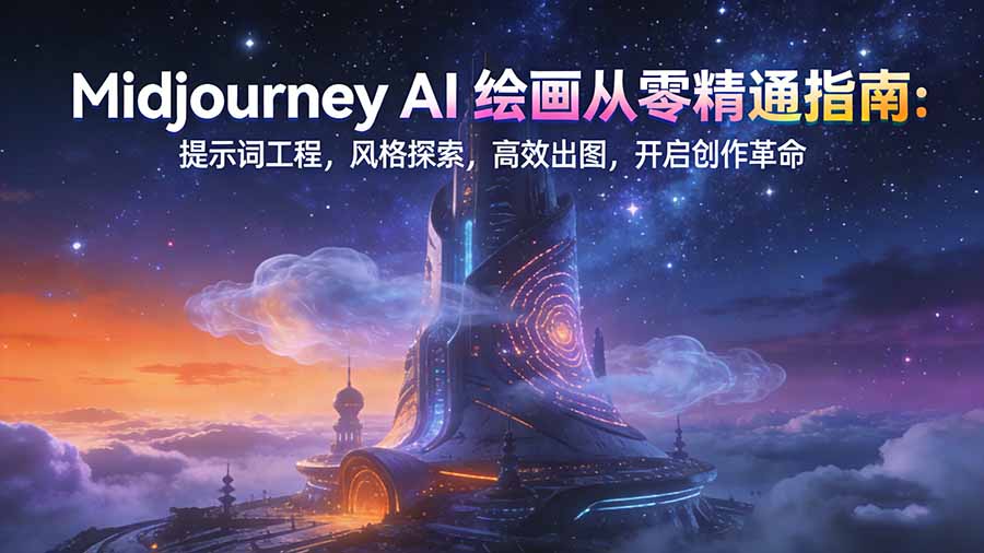 Midjourney AI绘画从零精通指南：提示词工程，风格探索，高效出图，开启创作革命-副业心选