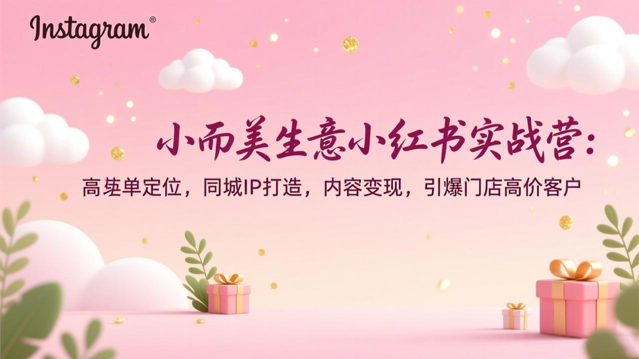 小而美生意小红书实战营：高客单定位，同城IP打造，内容变现，引爆门店高价客户-副业心选