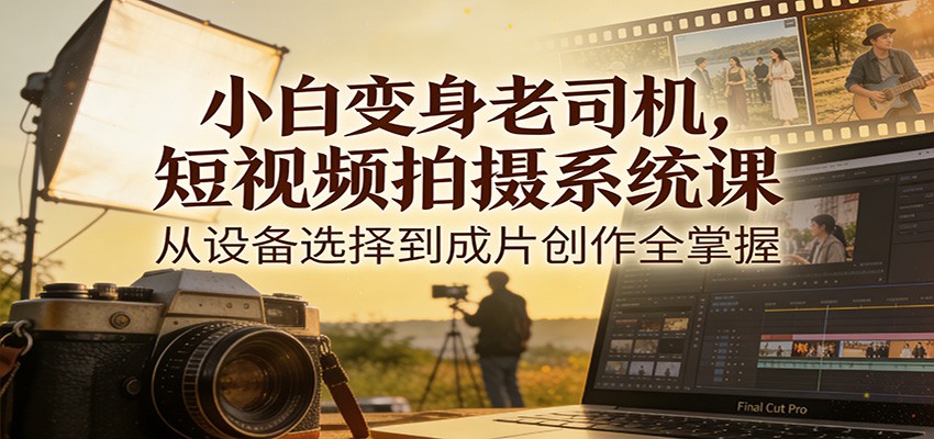 小白变身老司机，短视频拍摄系统课，从设备选择到成片创作全掌握 - 副业心选-副业心选