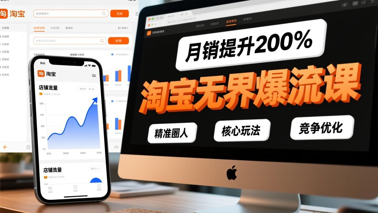 淘宝无界爆流课，精准圈人、核心玩法、竞争优化，快速引爆店铺流量，月销提升200%-副业心选