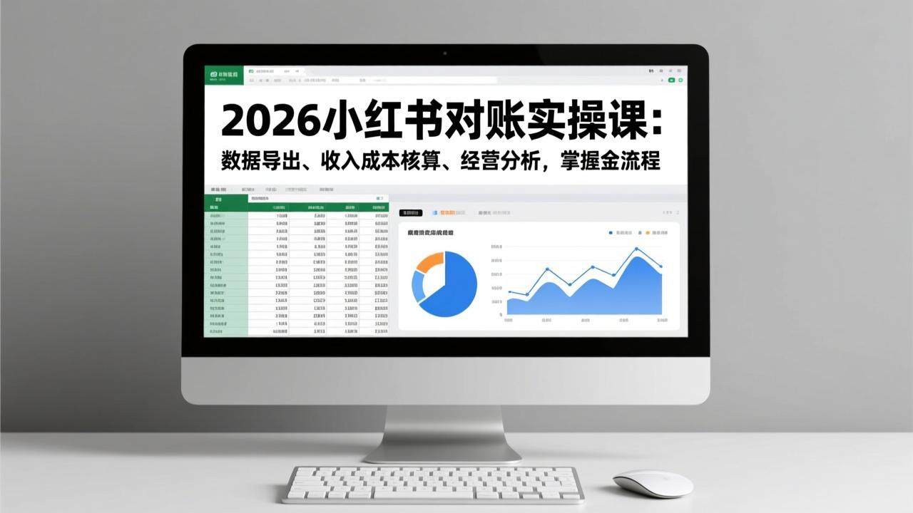 2026小红书对账实操课：数据导出、收入成本核算、经营分析，掌握全流程-副业心选