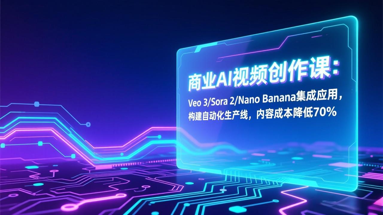 商业AI视频创作课：Veo 3/Sora 2/Nano Banana集成应用，构建自动化生产线，内容成本降低70%-副业心选