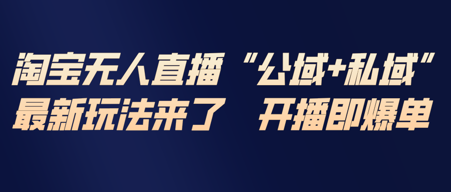 淘宝无人直播最新玩法，包含私域和公域两种玩法-副业心选
