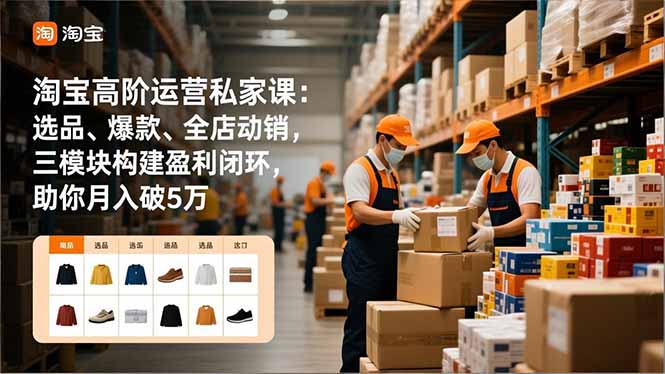 淘宝高阶运营私家课：选品、爆款、全店动销，三模块构建盈利闭环，助你月入破5万-副业心选