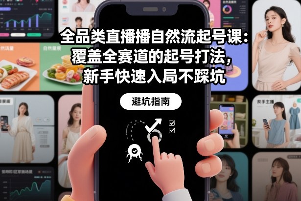 全品类直播自然流起号课：覆盖全赛道的起号打法，新手快速入局不踩坑-副业心选