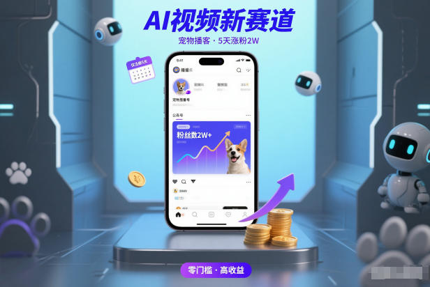 AI视频新赛道，宠物播客仅注册5天涨粉2W，收益非常可观-副业心选