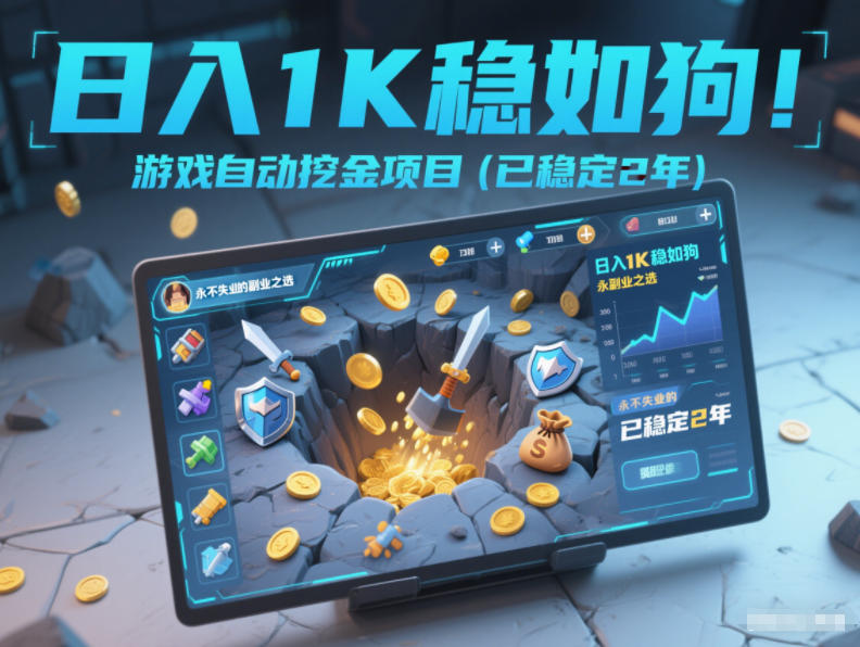 日入1K稳如狗！游戏自动挖金项目(已稳定2年)，永不失业的副业之选【揭秘】-副业心选