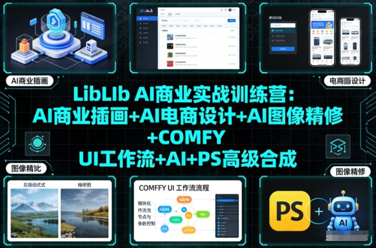 LibLIb AI商业实战训练营：AI商业插画+AI电商设计+AI图像精修+COMFY UI工作流+AI+PS高级合成 - 副业心选-副业心选
