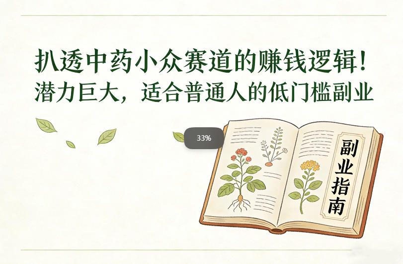 扒透中药小众赛道的賺米逻辑，潜力巨大，适合普通人的低门槛副业-副业心选