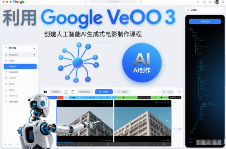 利l用Google Veo 3创建人工智能AI生成式电影制作课程，使用人工智能的力量创建令人惊叹的视频-副业心选