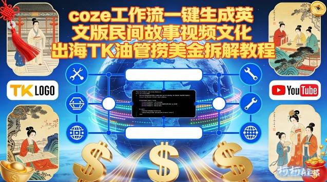 Coze扣子工作流一键生成英文版民间故事视频，文化出海TK油管捞美金拆解教程-副业心选