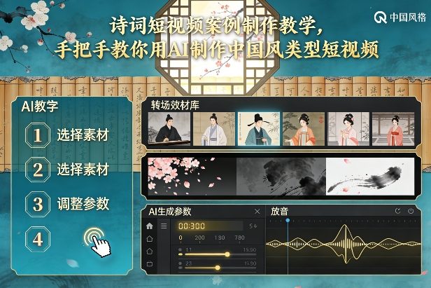 古诗词短视频案例制作教学，手把手教你用AI制作中国风类型短视频-副业心选