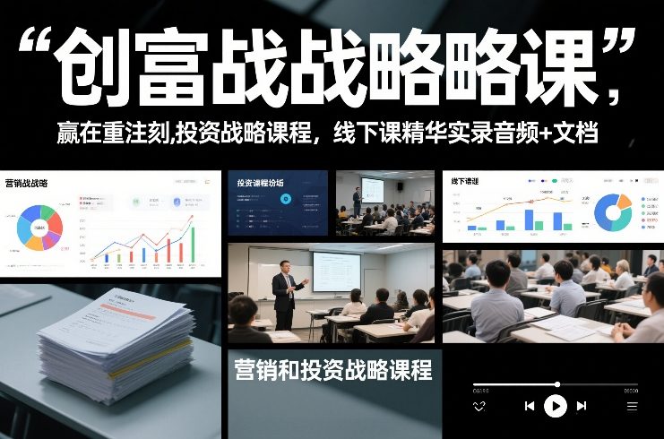 创富战略课，赢在重注时刻，营销和投资战略课程，线下课精华实录音频+文档-副业心选