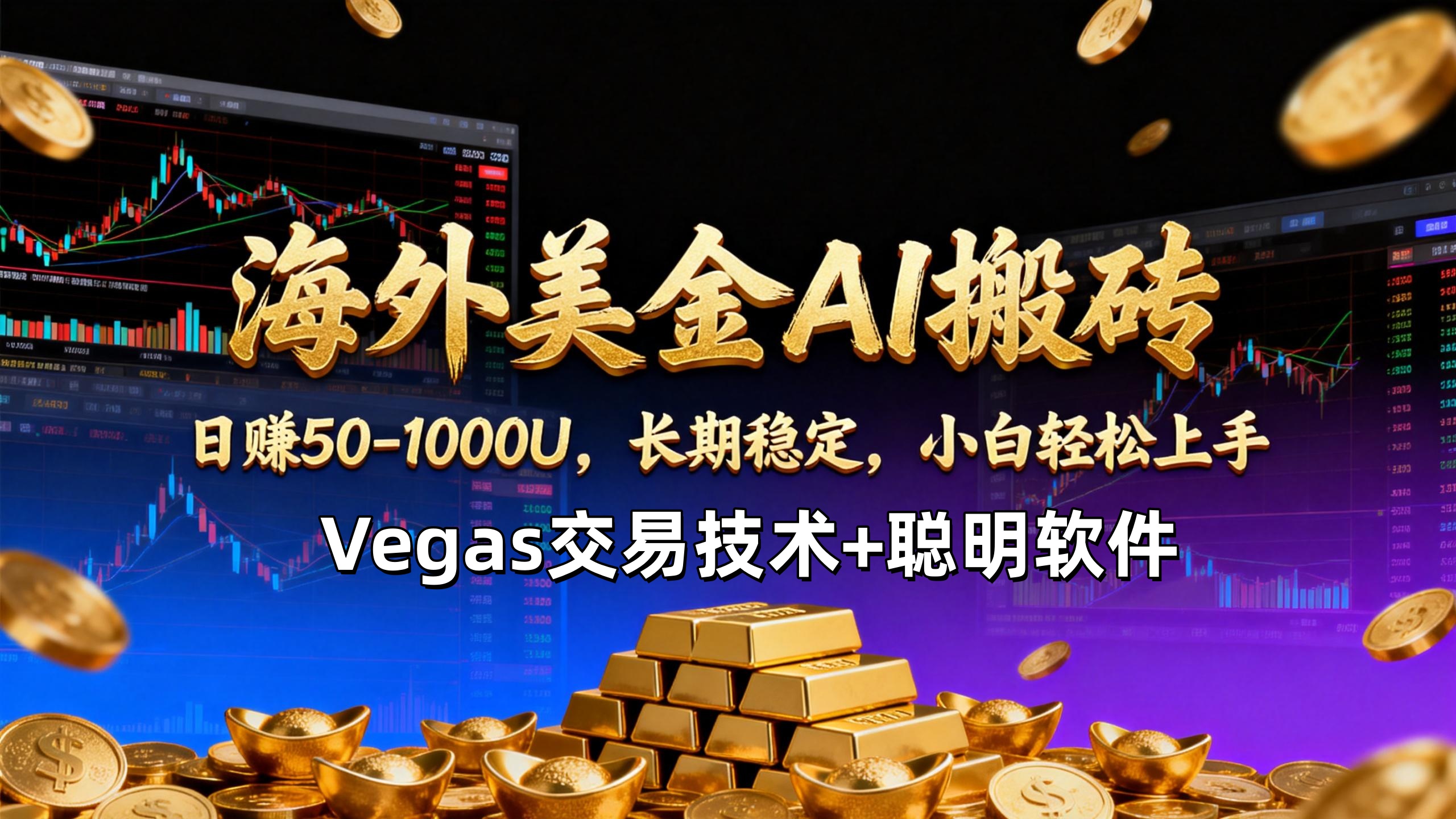 【海外美金AI搬砖】Vegas交易技术+聪明软件，日赚50-1000U，长期稳定，小白轻松上手。-副业心选