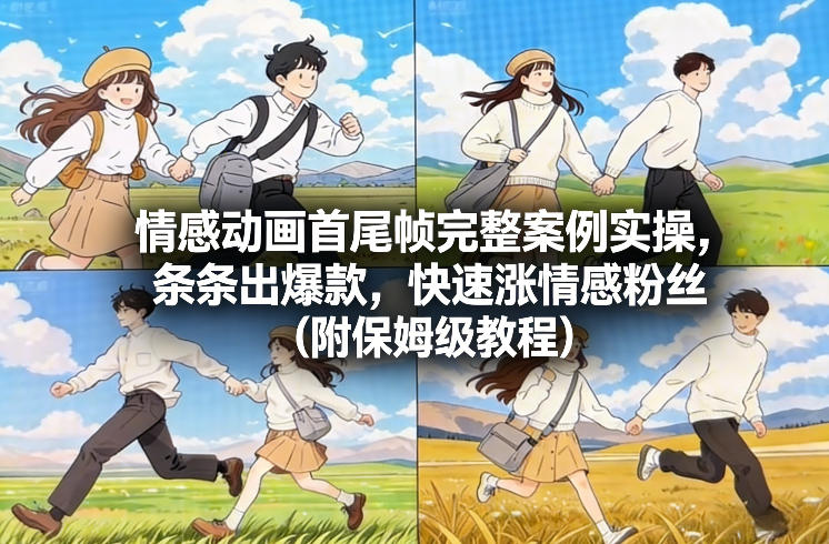 情感动画首尾帧完整案例实操，条条出爆款，快速涨情感粉丝(附保姆级教程)-副业心选