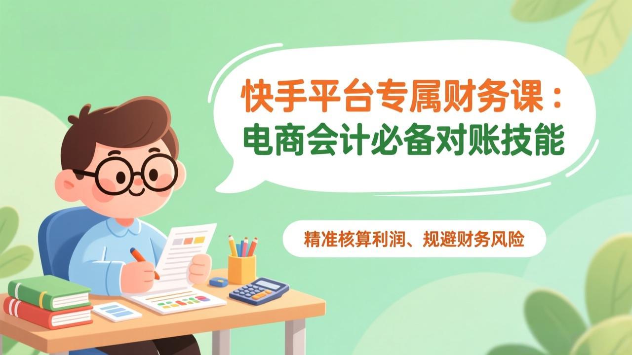 快手平台专属财务课：电商会计必备对账技能，精准核算利润、规避财务风险-副业心选