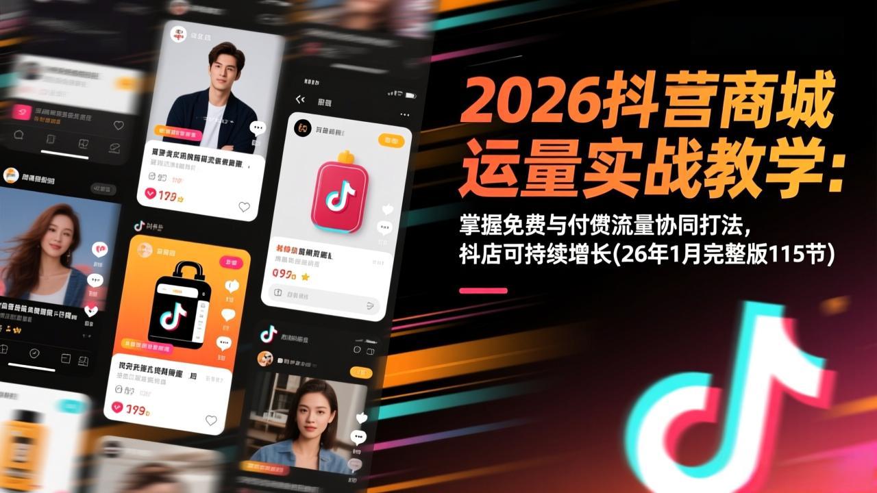 2026抖音商城运营实战教学：掌握免费与付费流量协同打法，抖店可持续增长(26年1月完整版115节-副业心选