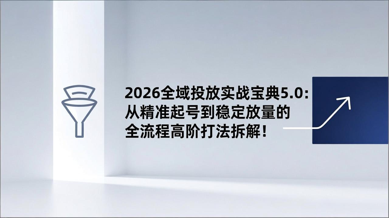 2026全域投放实战宝典5.0：从精准起号到稳定放量的全流程高阶打法拆解！-副业心选