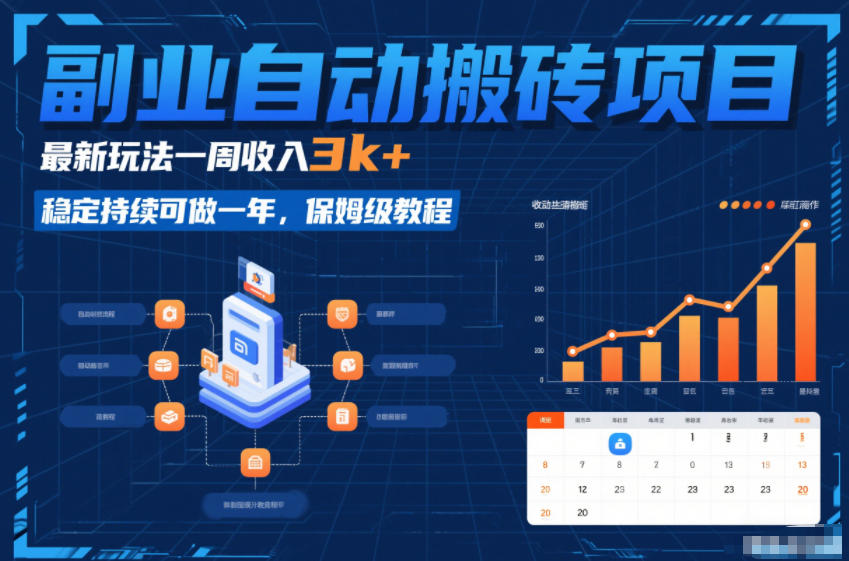 副业自动搬砖项目，最新玩法一周收入3k+，稳定持续可做一年，保姆级教程【揭秘】-副业心选