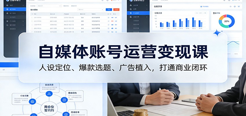 自媒体账号运营变现课：人设定位、爆款选题、广告植入，打通商业闭环-副业心选