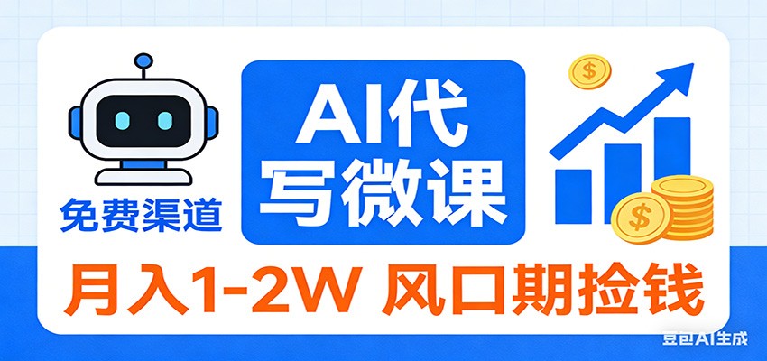 2026告别打工！AI 代写微课，提供免费渠道，月入 1-2W 风口期捡钱-副业心选