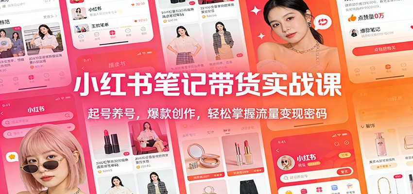 小红书笔记带货实战课：起号养号，爆款创作，轻松掌握流量变现密码-副业心选