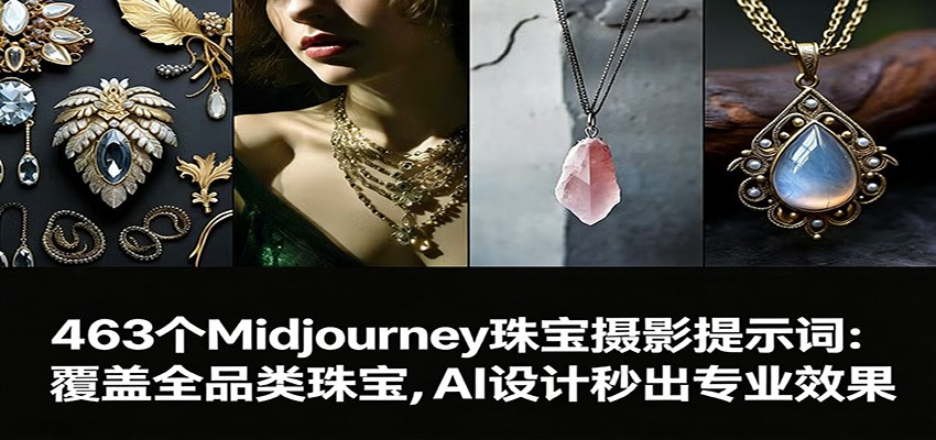 463个Midjourney珠宝摄影提示词：覆盖全品类珠宝，AI设计秒出专业效果 - 副业心选-副业心选