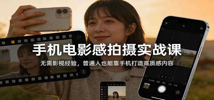 手机电影感拍摄实战课：无需影视经验，普通人也能靠手机打造高质感内容-副业心选