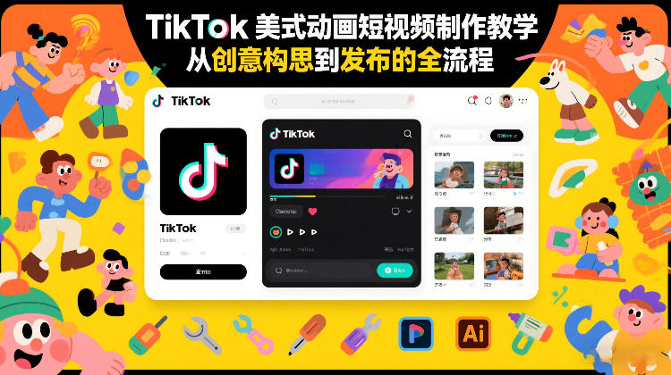 TikTok美式动画短视频制作教学，从创意构思到发布的全流程-副业心选
