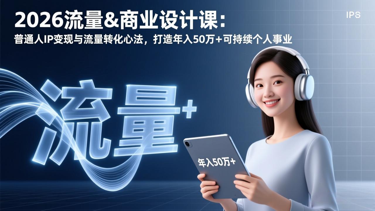 2026流量&商业设计课：普通人IP变现与流量转化心法，打造年入50万+可持续个人事业-副业心选