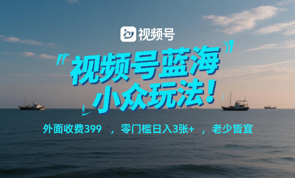 视频号蓝海小众玩法！外面收费399，零门槛日入3张+，老少皆宜-副业心选
