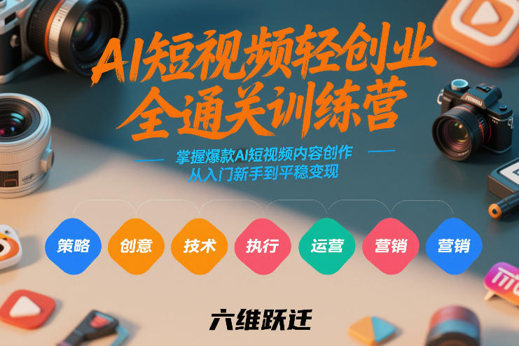 AI短视频轻创业全通关训练营，掌握爆款AI短视频内容创作，从入门新手到平稳变现的六维跃迁-副业心选