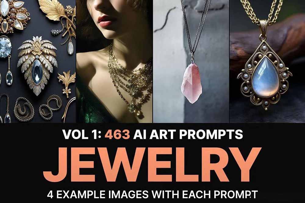 图片[2]-460+专业Midjourney珠宝摄影AI提示词+成效果图，戒指/项链/耳环/手链/宝石/及奢侈配饰等全品类 - 副业心选-副业心选