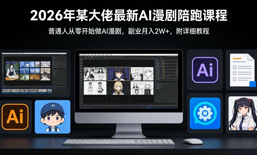 26年某大佬最新Ai漫剧陪跑课程，普通人从零开始做AI漫剧，副业月入2W+-副业心选