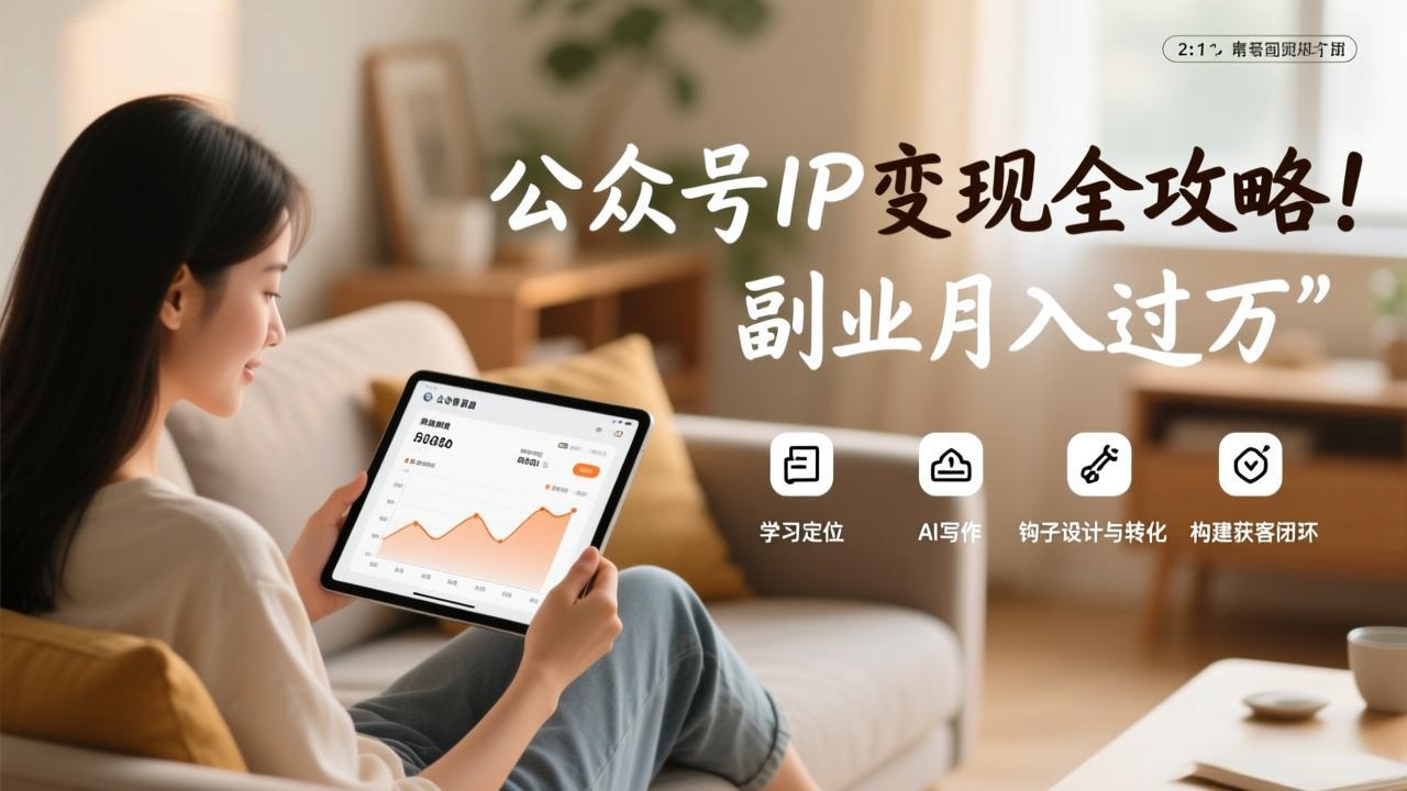 公众号IP变现全攻略，学习定位、AI写作、钩子设计与转化，构建获客闭环，副业月入过万-副业心选