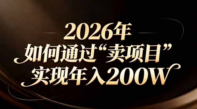 站在2026年的十字路口：一个普通人如何通过卖项目实现年入200万-副业心选