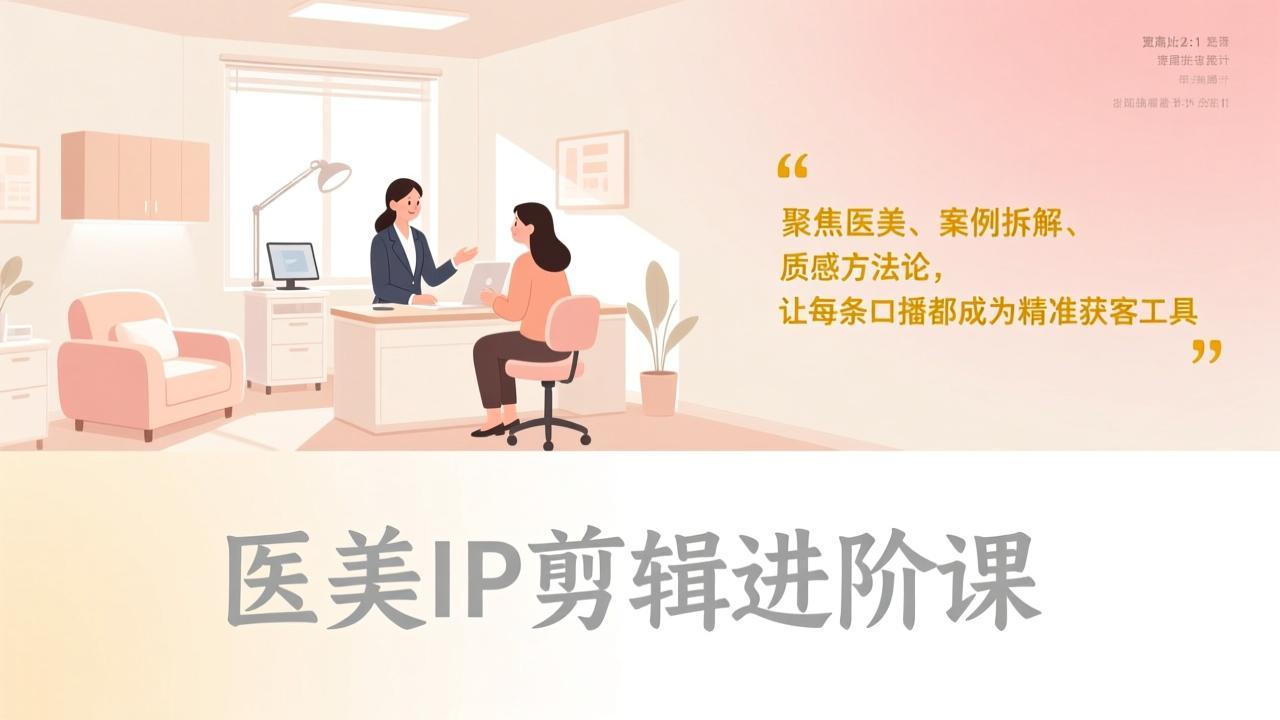 医美IP剪辑进阶课，聚焦医美、案例拆解、质感方法论，让每条口播都成为精准获客工具-副业心选
