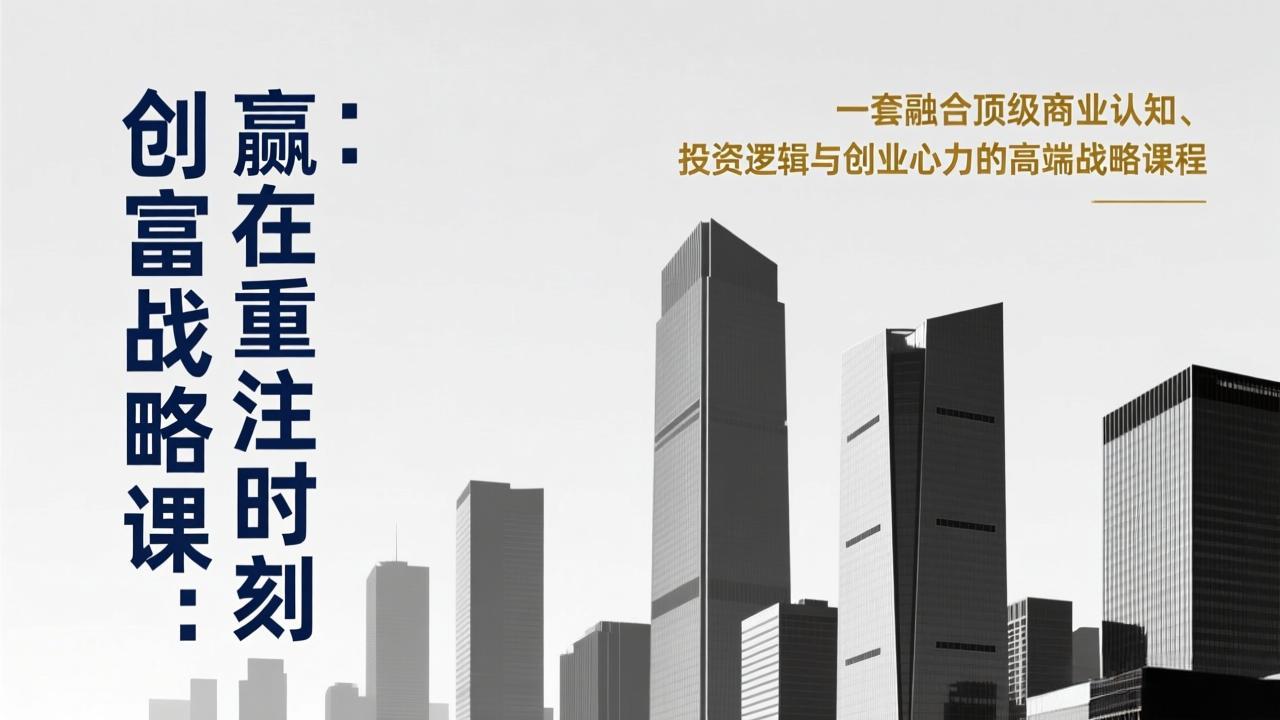 《创富战略课：赢在重注时刻》一套融合顶级商业认知、投资逻辑与创业心力的高端战略课程-副业心选