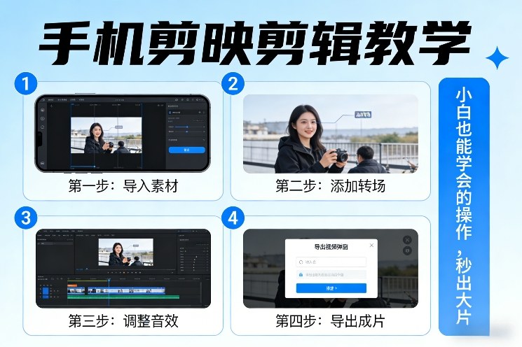 手机剪映剪辑教学，小白也能学会的操作，秒出大片-副业心选