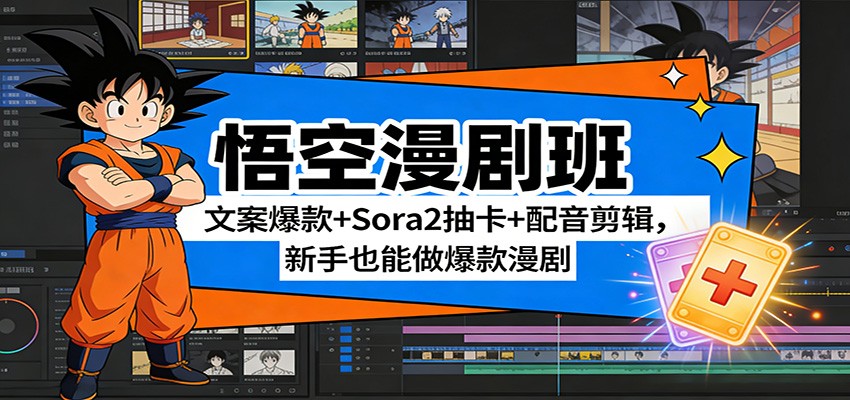 悟空漫剧班：文案爆款+Sora2抽卡+配音剪辑，新手也能做爆款漫剧 - 副业心选-副业心选