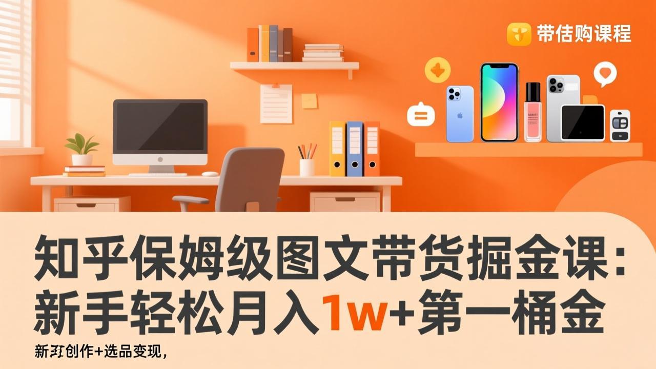 知乎保姆级图文带货掘金课：账号打造+爆文创作+选品变现，新手轻松月入1w+第一桶金-副业心选