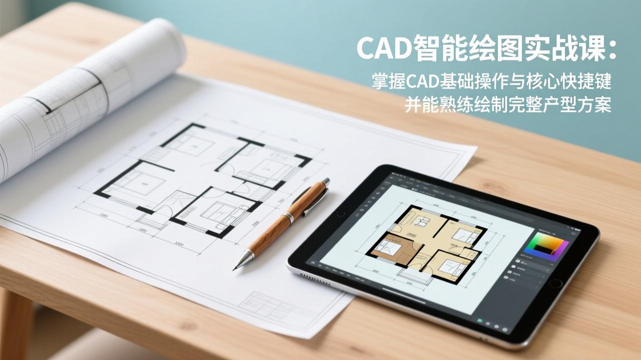 CAD智能绘图实战课：掌握CAD基础操作与核心快捷键，并能熟练绘制完整户型方案-副业心选