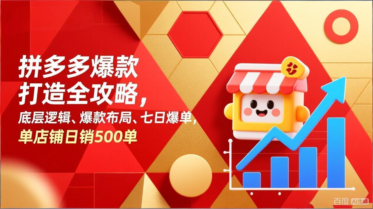 拼多多爆款打造全攻略，底层逻辑、爆款布局、七日爆单，单店铺日销500单-副业心选
