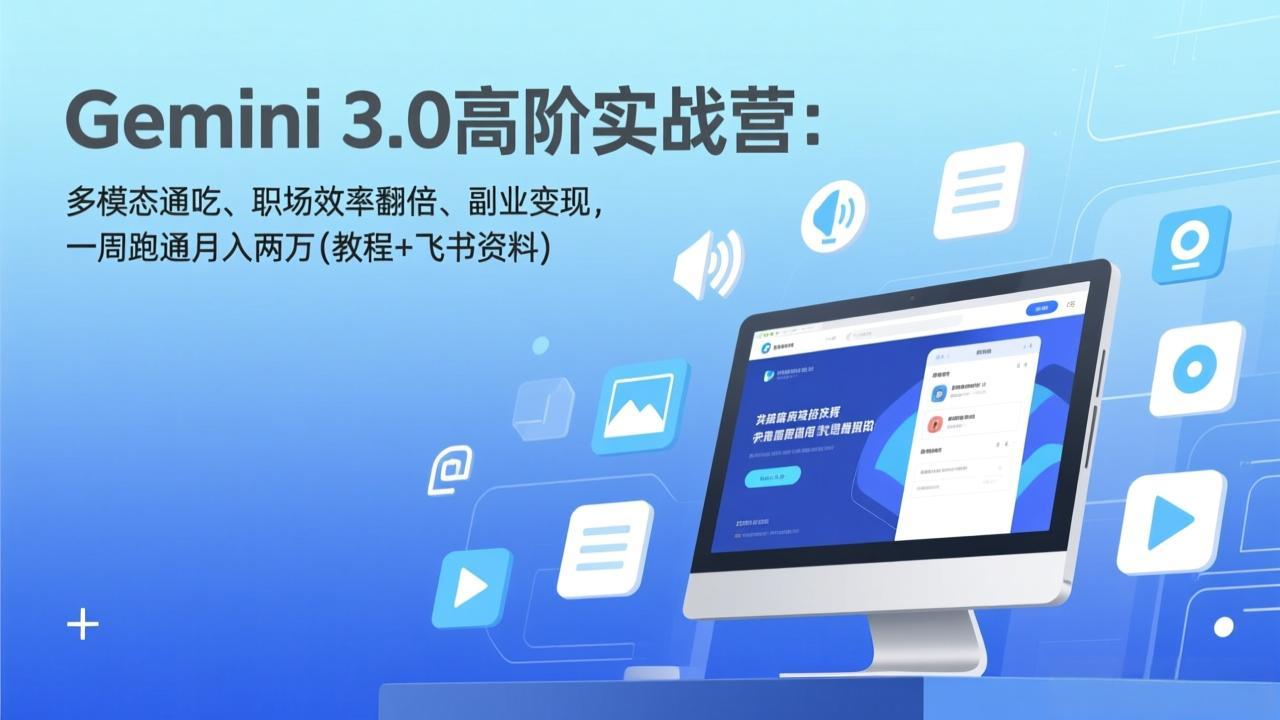 Gemini 3.0高阶实战营：多模态通吃、职场效率翻倍、副业变现，一周跑通月入两万(教程+飞书资料 - 副业心选-副业心选