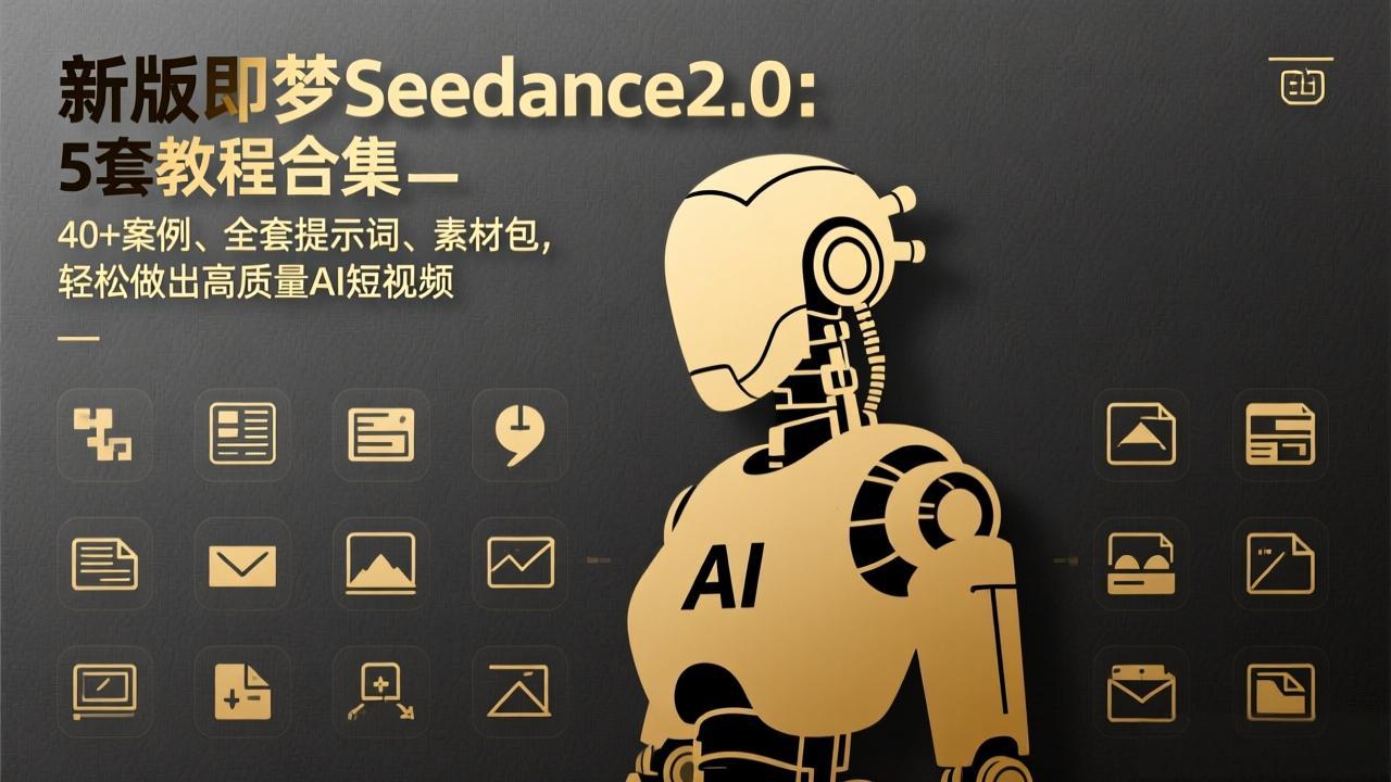 新版即梦Seedance2.0：5套教程合集，40+案例、全套提示词、素材包，轻松做出高质量AI短视频-副业心选